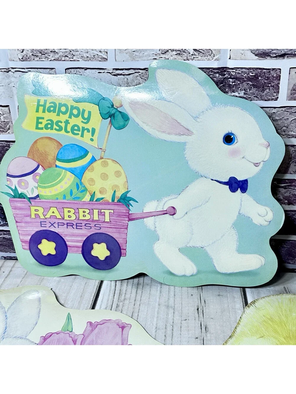 Vintage Lot of 3 Amscan Die-cut Easter Cutouts 16” Chick Bunny Eggs Spring 1983